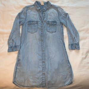 H&M light blue denim shirt dress.